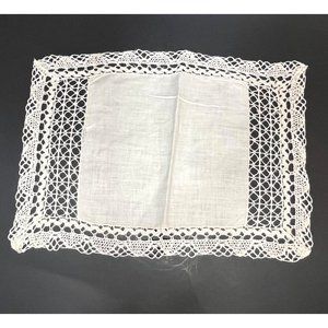 Vintage Linen Rectangular Doily Crochet Edge